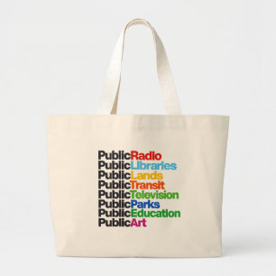Public Libraries Radio Television Art Parks TV Large Tote Bag