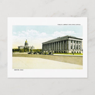 Public Library and State Capitol, Denver, Colorado Postcard
