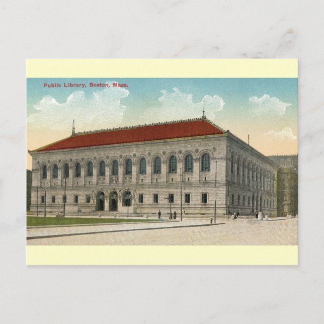 Public Library, Boston 1911 Vintage Postcard (Front)