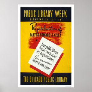 Public Library Chicago 1940 WPA Poster