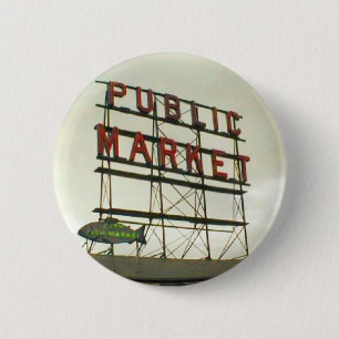 Public Market in Seattle, WA 6 Cm Round Badge