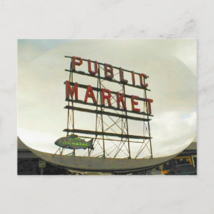 Public Market in Seattle, WA Fish Bowl View Postcard