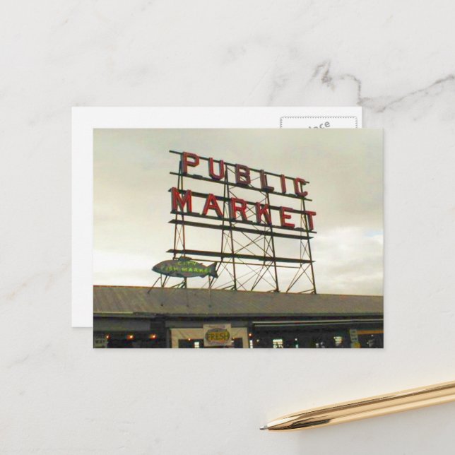Public Market in Seattle, WA Postcard (Front/Back In Situ)