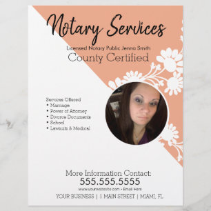 Public Notary Services Floral Photo Business Flyer