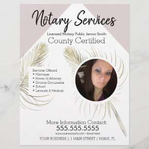Public Notary Services Pink Gold Photo Business Flyer