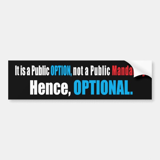 Public Option Healthcare Bumper Sticker (Front)