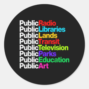 Public Radio Libraries Lands Transit Tedenimion Classic Round Sticker