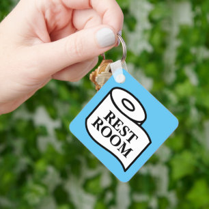 Public RestRoom toilet paper roll symbol square Key Ring