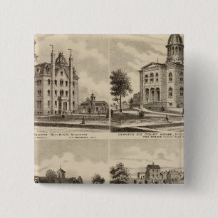 Public School, Court House, Minnesota 15 Cm Square Badge