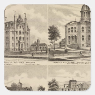 Public School, Court House, Minnesota Square Sticker