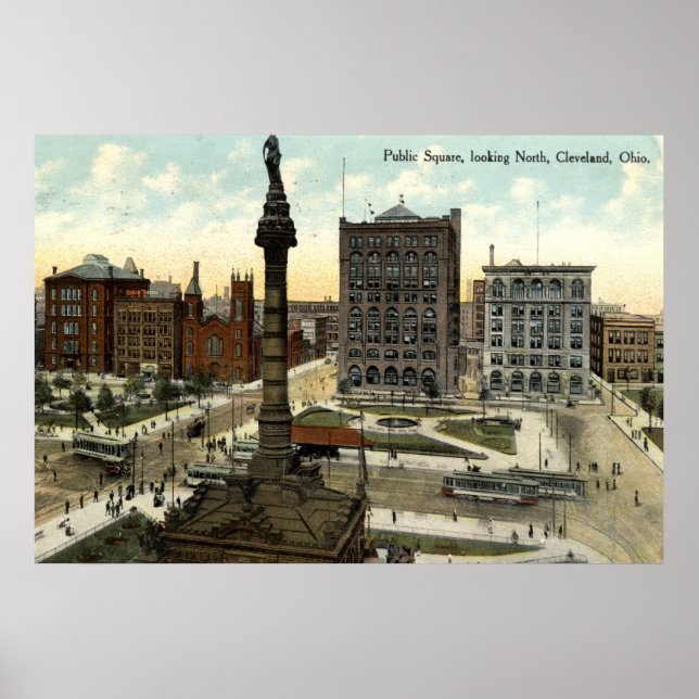 Public Square Cleveland Ohio 1910 vintage Poster (Front)