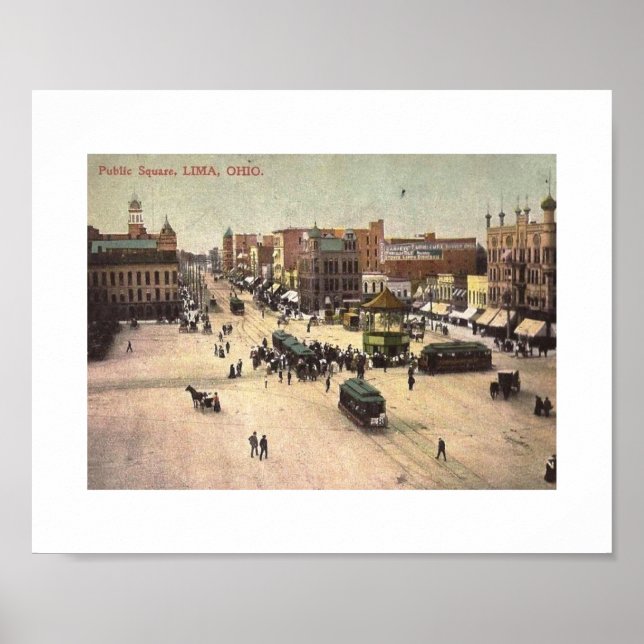 Public Square, Lima, Ohio Vintage Poster (Front)