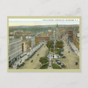 Public Square, Watertown NY 1928 Vintage Postcard