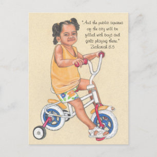 Public squares with boys & girls~Scripture~Postcar Postcard