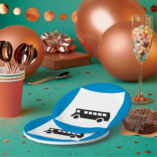 Public Transport Bus Stop Sign Urban Transit  Paper Plate