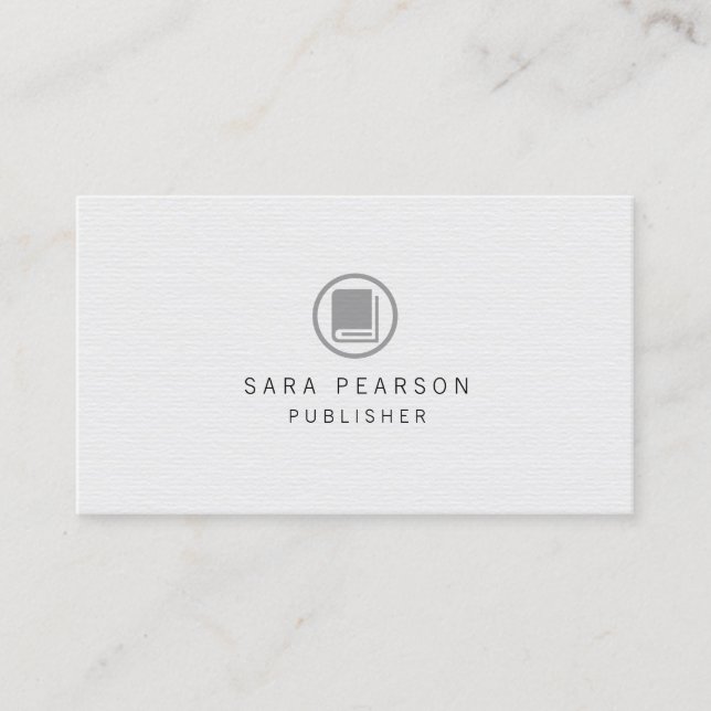 Publisher Elegant Book Icon Publishing Business Card (Front)