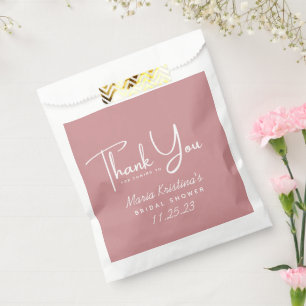 Puce Pink Bridal Shower Thank You Calligraphy Favour Bag