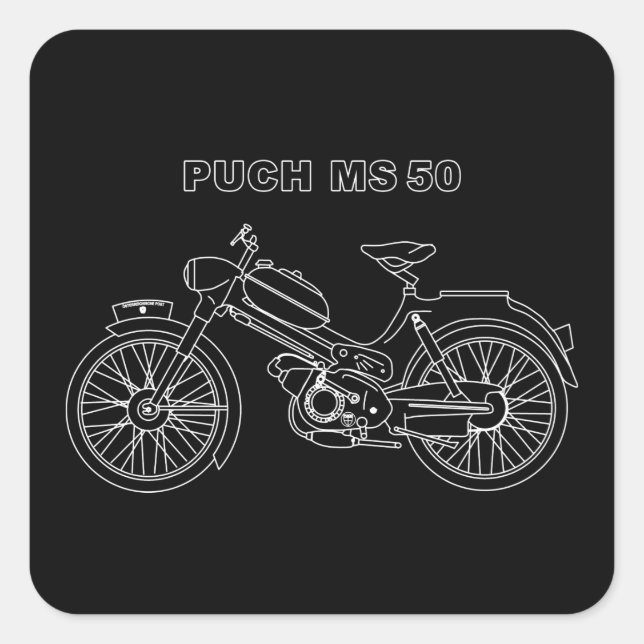 PUCH MS 50 Austrian Motor Scooter Blueprint Square Sticker (Front)