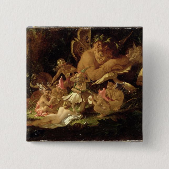 Puck and Fairies, from 'A Midsummer Night's Dream' 15 Cm Square Badge (Front)