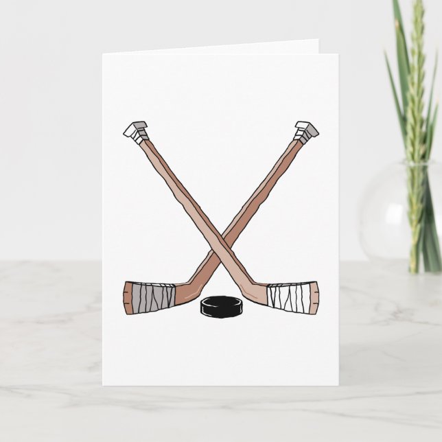 puck and hockey sticks design card (Front)