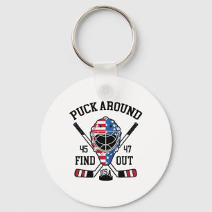 Puck Around And Find Out Funny Hockey Key Ring