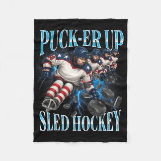 Puck-er Up Sled Hockey Women’s And Girls' Team Spo Fleece Blanket