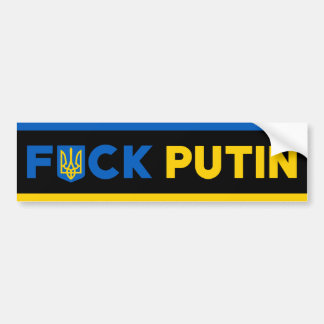 Puck futin anti anti Putin Ukrainian Ukraine flag Bumper Sticker