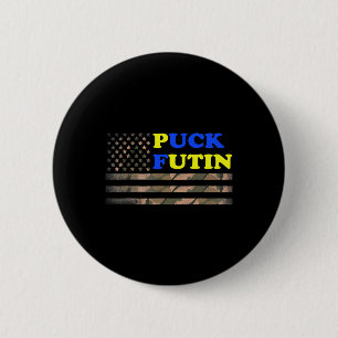 Puck Futin Stand I With Ukraine America Flag  6 Cm Round Badge