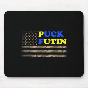 Puck Futin Stand I With Ukraine America Flag Mouse Pad