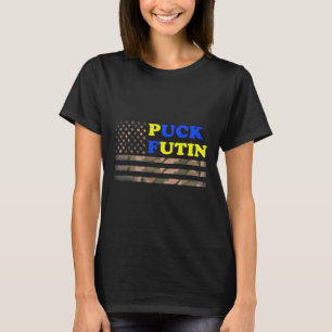 Puck Futin Stand I With Ukraine America Flag T-Shirt