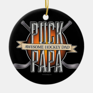 Puck Papa (Hockey Dad) Ceramic Tree Decoration