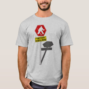 Puck Stops Here Hockey Goalie T-Shirt, Back Print T-Shirt