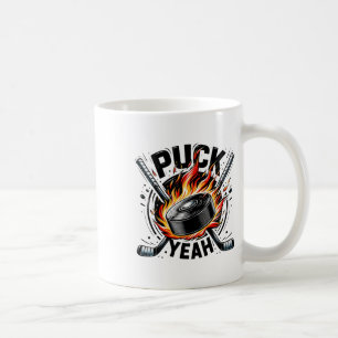 Puck Yeah Funny Hockey Dad Mom Ice Hockey Players Coffee Mug