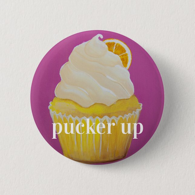 pucker up 6 cm round badge (Front)