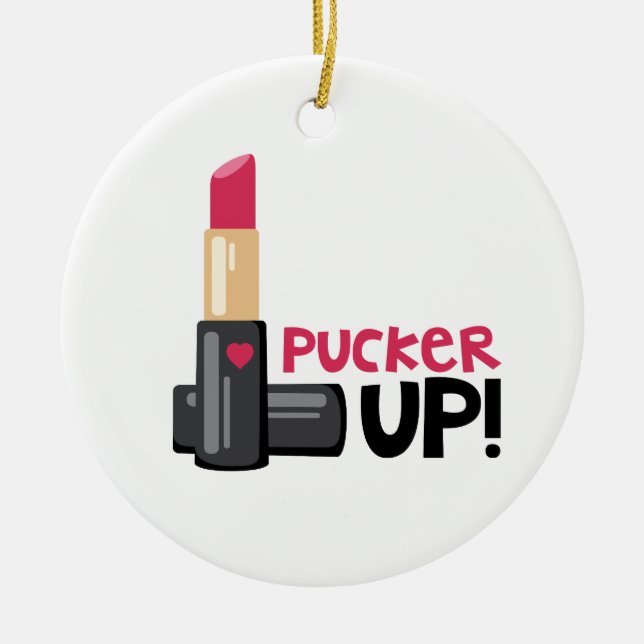 Pucker Up Ceramic Ornament (Front)