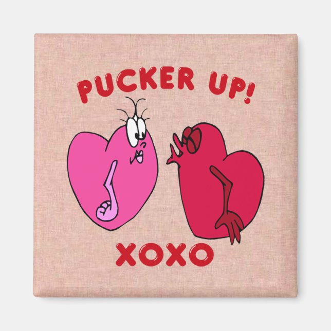 Pucker Up Valentine Hearts Magnet (Front)