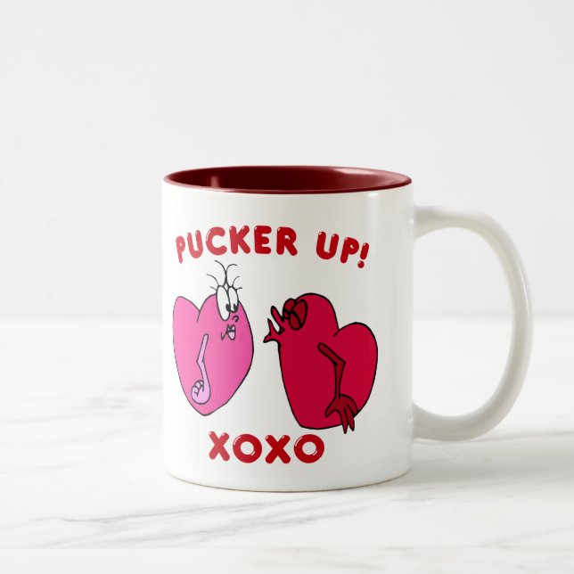 Pucker up Valentine Hearts Mug (Right)
