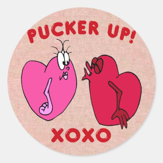 Pucker Up  Valentine Hearts Stickers (Front)