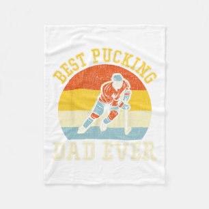 Pucking Dad Retro Father's Day Gift For Hockey Fleece Blanket