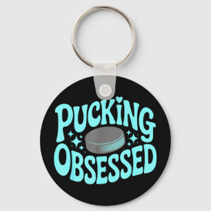 Pucking obsessed hockey romance reader book lover key ring