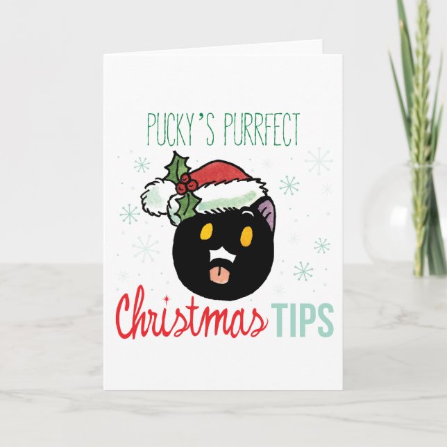Pucky's Purrfect Christmas Tips card (Front)
