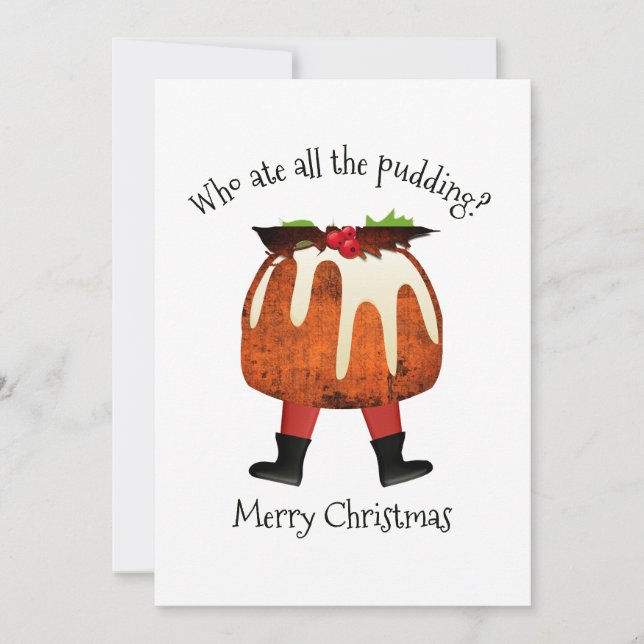 Pudding Humour Merry Christmas Holiday Card (Front)