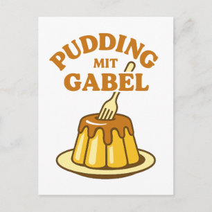 Pudding Mit Gabel Funny Design Postcard