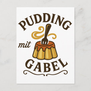Pudding Mit Gabel Funny Design Postcard