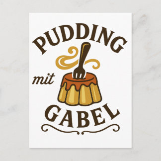 Pudding Mit Gabel Funny Design Postcard