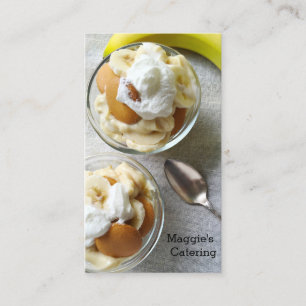 Puddings made with bananas and cookies business card