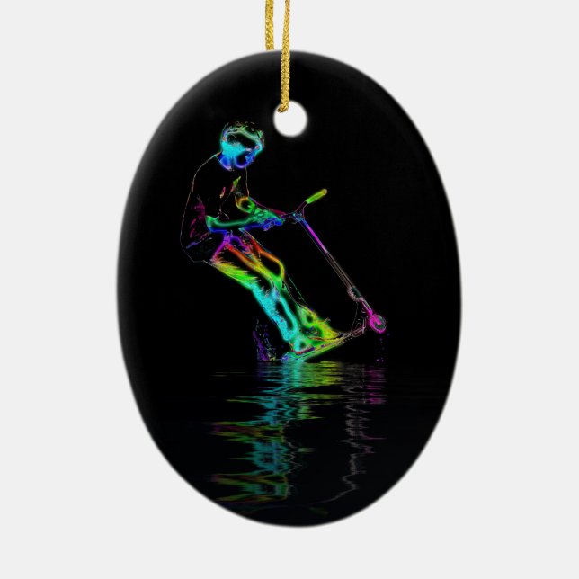 Puddle Jumping - Scooter Champ Ceramic Ornament (Back)