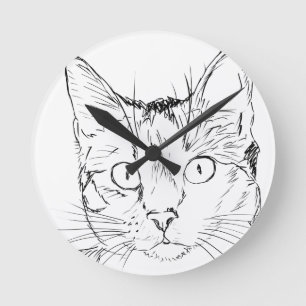 Puddy Cat Round Clock