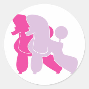 Pudel in Rosa pink Classic Round Sticker