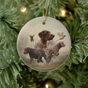 Pudelpointers, Hunting pheasant Ceramic Ornament